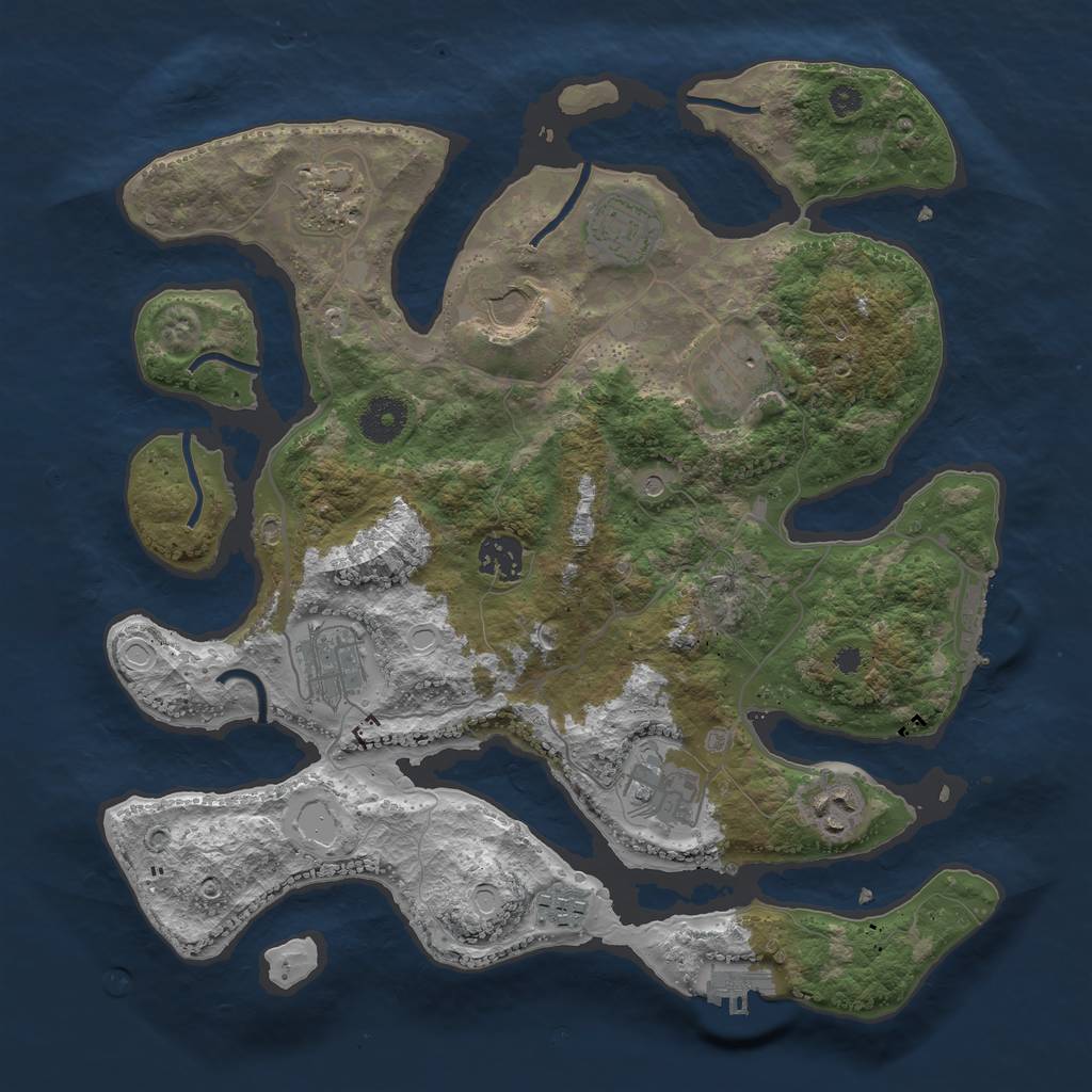 Rust Map: Procedural Map, Size: 3500, Seed: 2158550, 17 Monuments