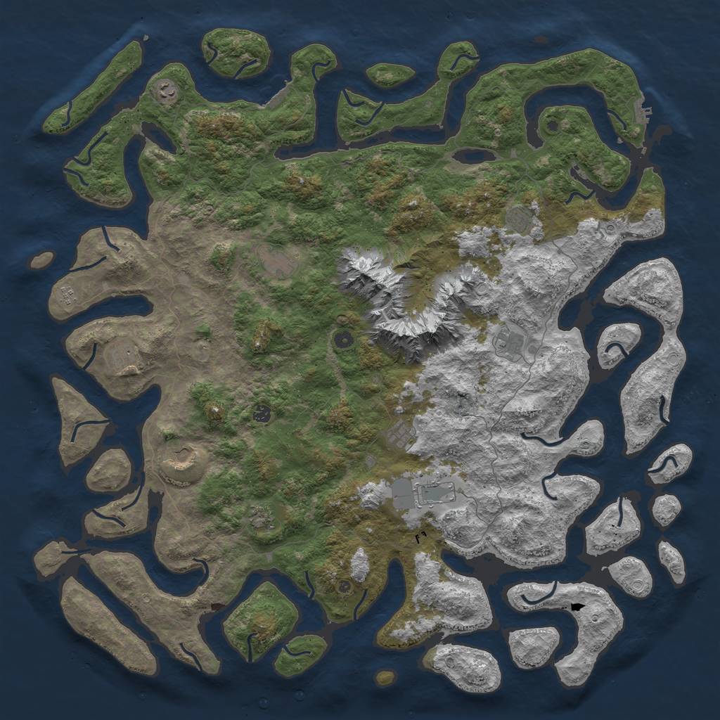 Rust Map: Procedural Map, Size: 6000, Seed: 443427721, 19 Monuments