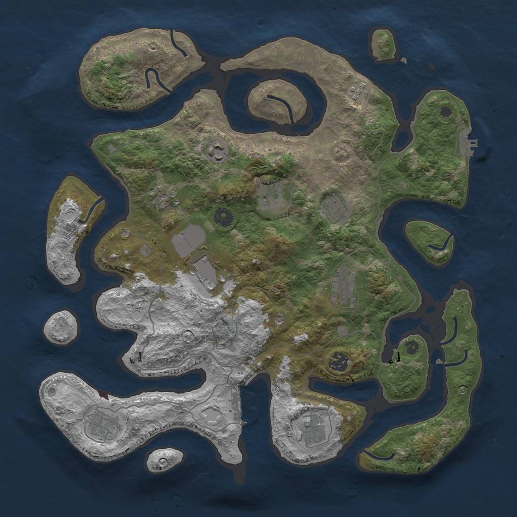 Rust Map: Procedural Map, Size: 4000, Seed: 343572, 18 Monuments