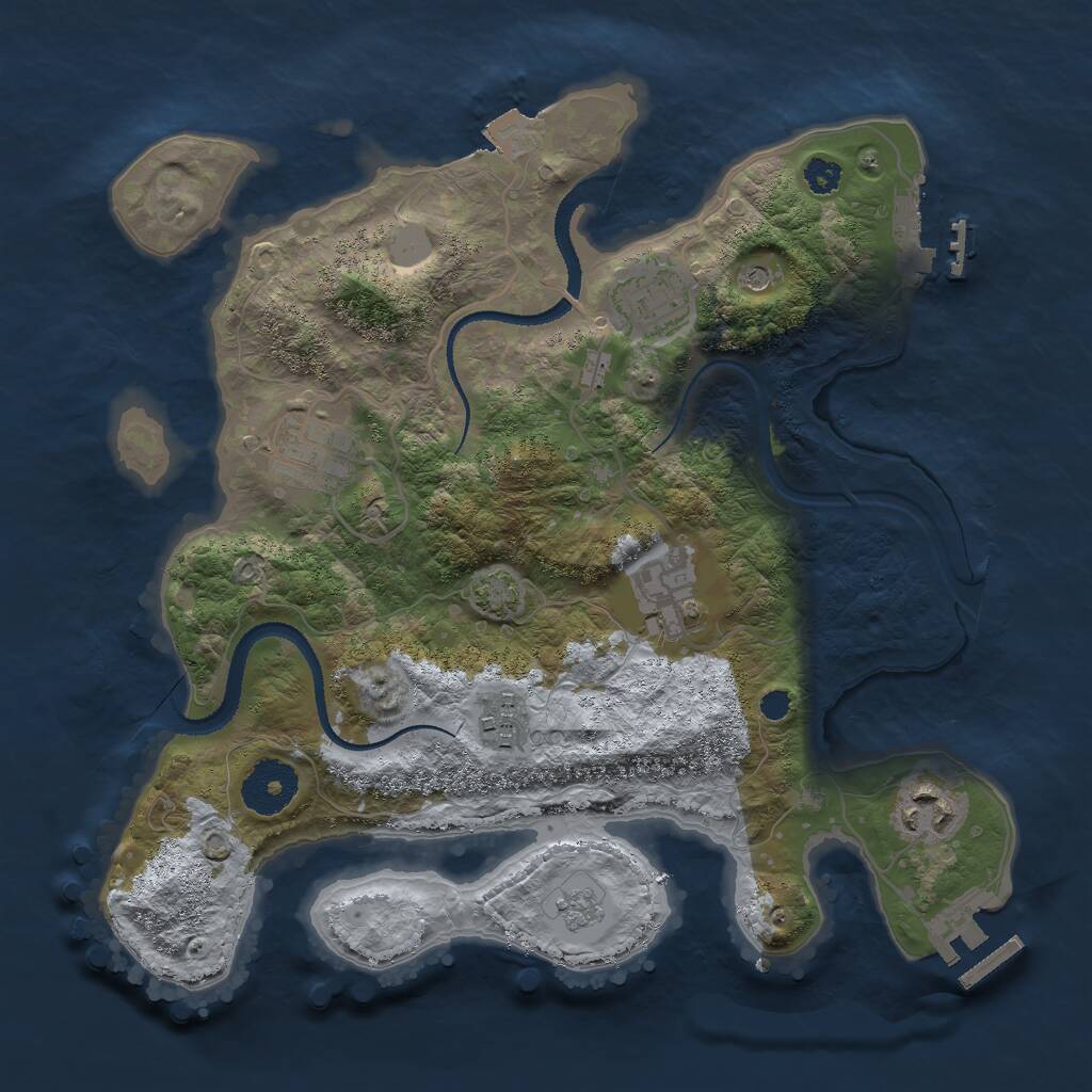 Rust Map: Procedural Map, Size: 3000, Seed: 24673, 11 Monuments