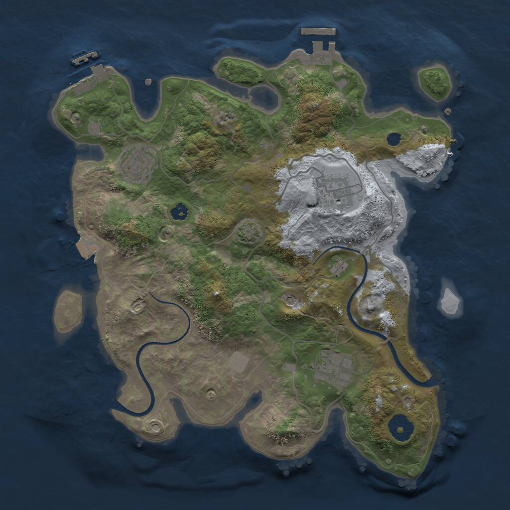 Rust Map: Procedural Map, Size: 3000, Seed: 1848192245, 8 Monuments