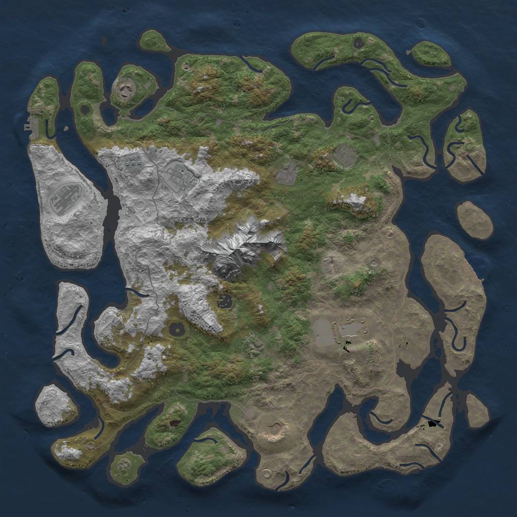 Rust Map: Procedural Map, Size: 5000, Seed: 467, 18 Monuments