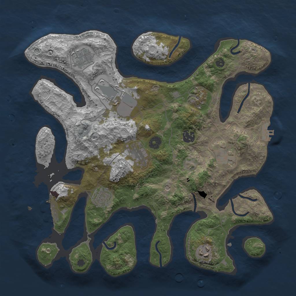 Rust Map: Procedural Map, Size: 3500, Seed: 115498, 16 Monuments