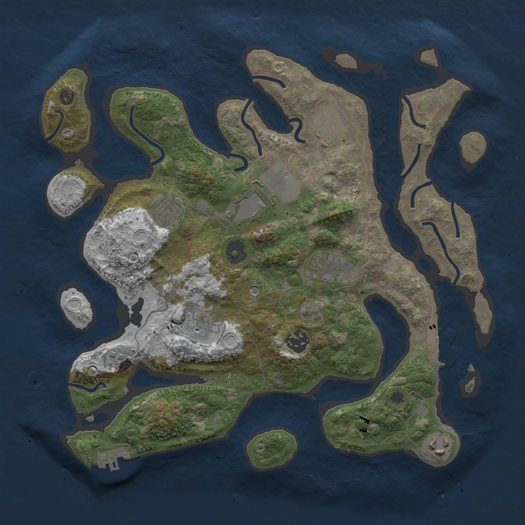 Rust Map: Procedural Map, Size: 3500, Seed: 798333, 16 Monuments