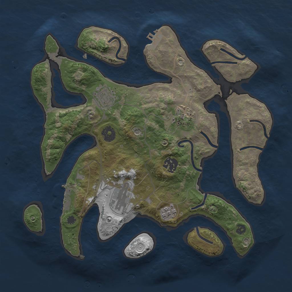 Rust Map: Procedural Map, Size: 3000, Seed: 1633781035, 13 Monuments