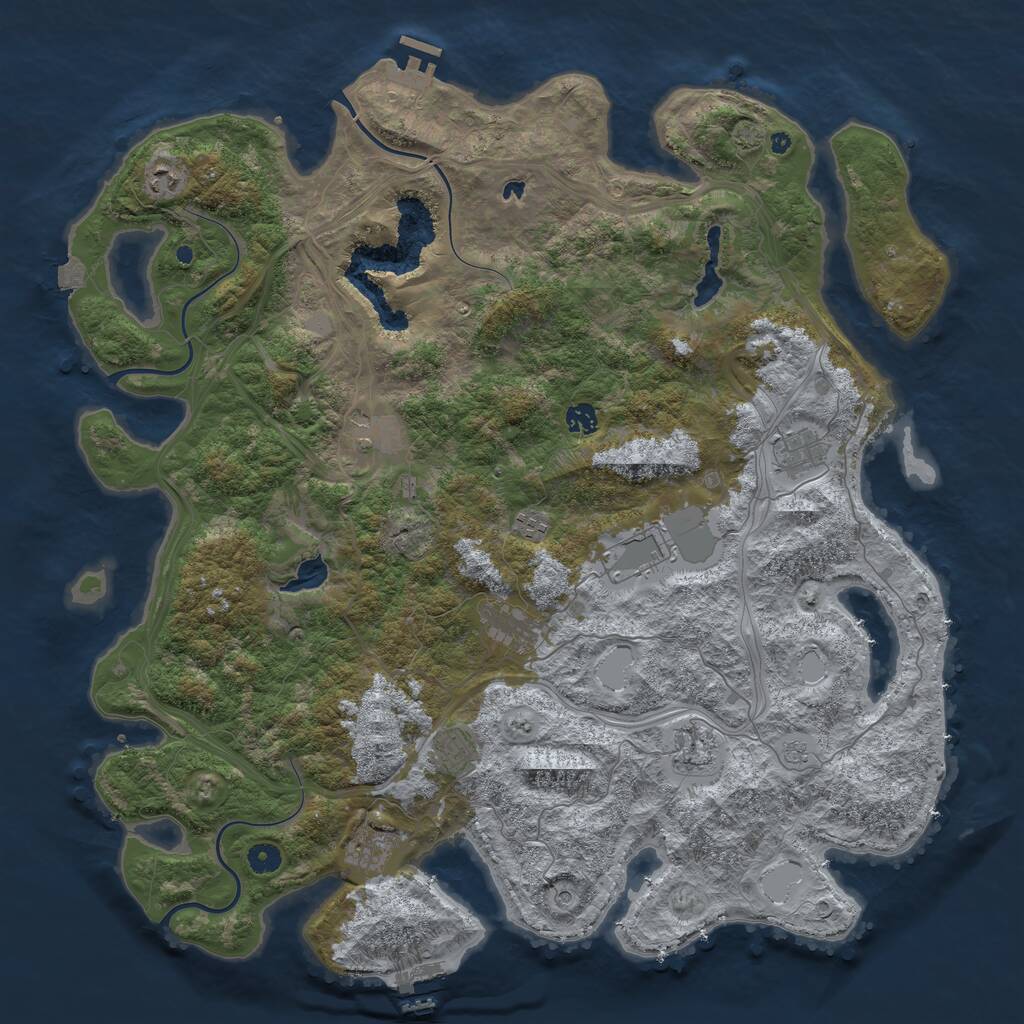 Rust Map: Procedural Map, Size: 4800, Seed: 3568974, 16 Monuments