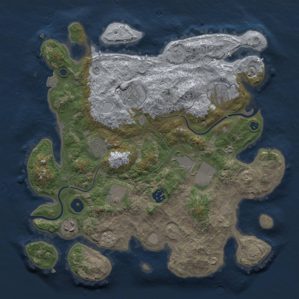 Rust Map: Procedural Map, Size: 3500, Seed: 2019352726, 12 Monuments