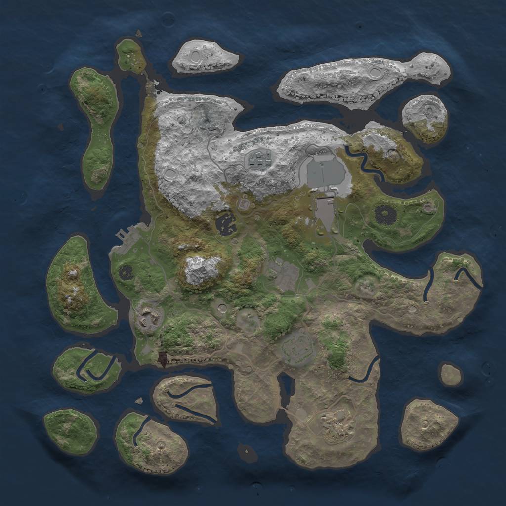 Rust Map: Procedural Map, Size: 3500, Seed: 2019352726, 14 Monuments