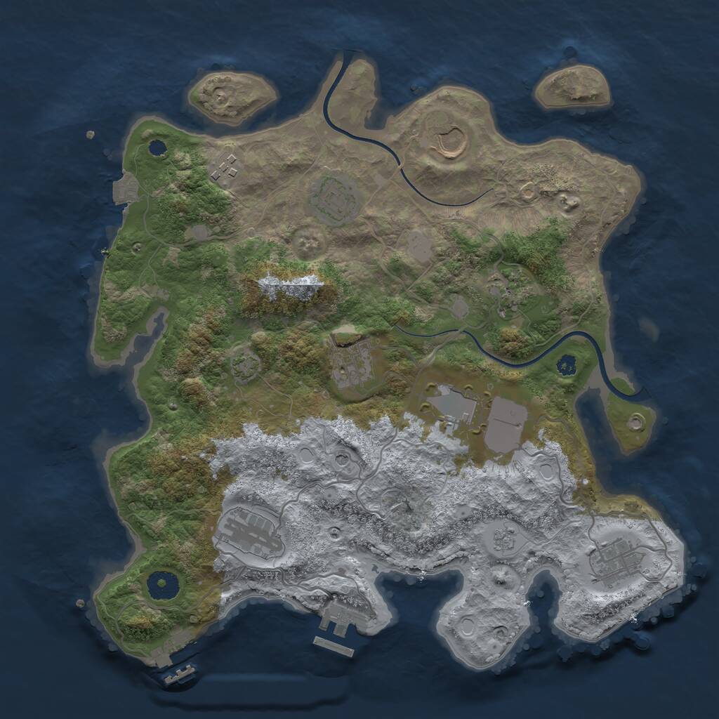 Rust Map: Procedural Map, Size: 3500, Seed: 57152001, 14 Monuments