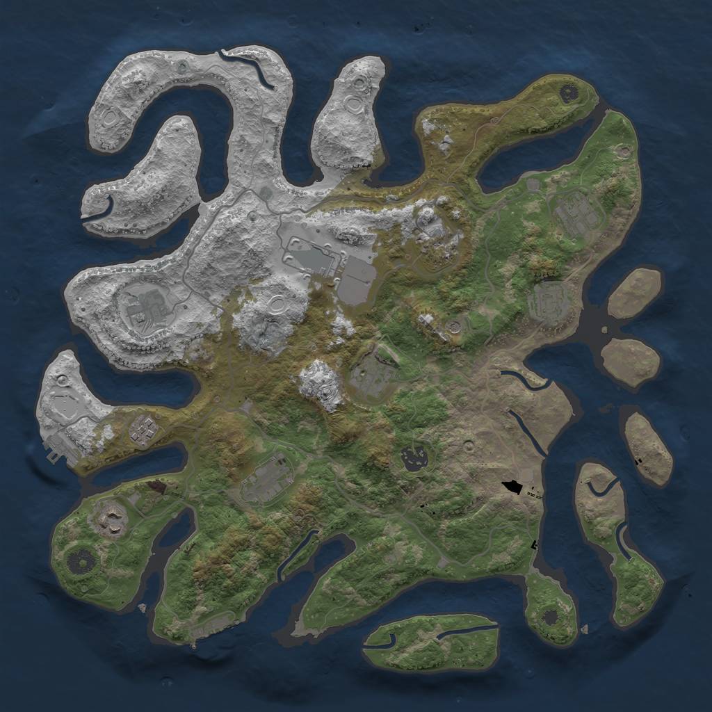 Rust Map: Procedural Map, Size: 4000, Seed: 1098853244, 18 Monuments