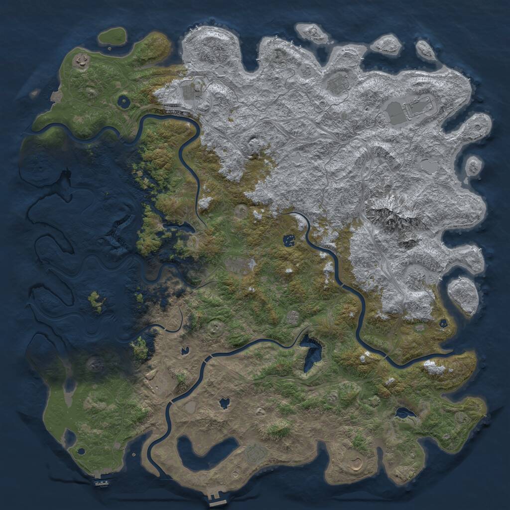 Rust Map: Procedural Map, Size: 6000, Seed: 45325235, 17 Monuments
