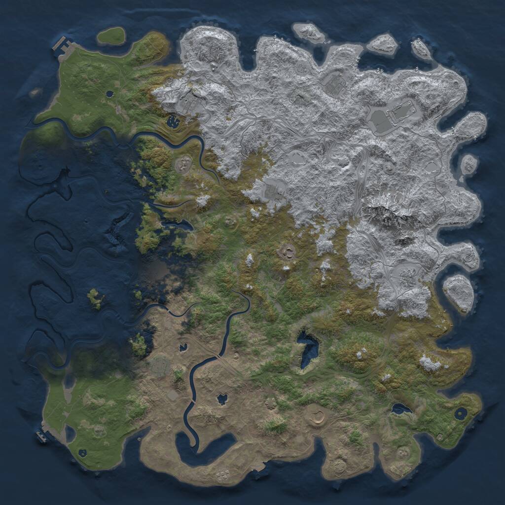 Rust Map: Procedural Map, Size: 6000, Seed: 45325235, 17 Monuments
