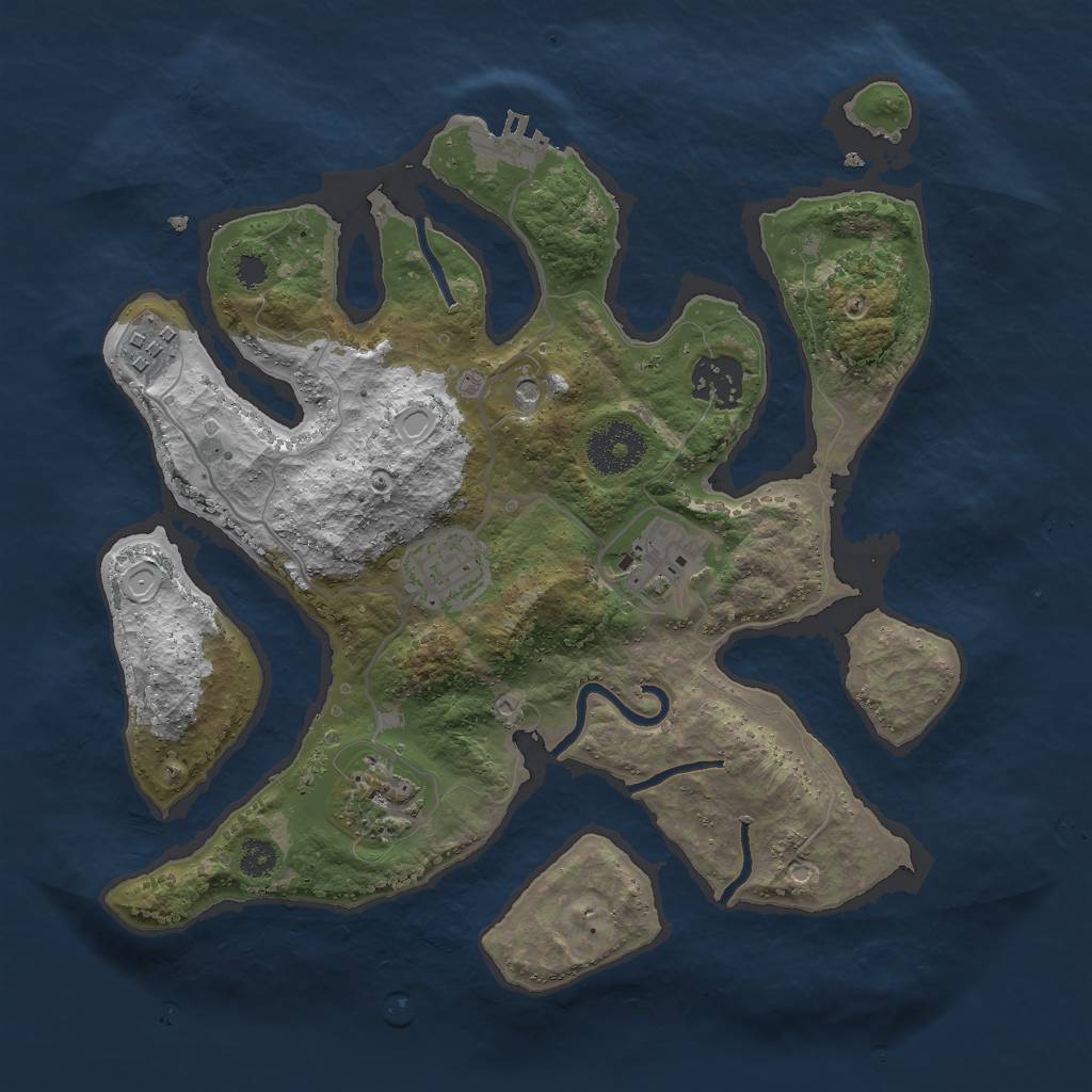Rust Map: Procedural Map, Size: 3000, Seed: 231657263, 12 Monuments