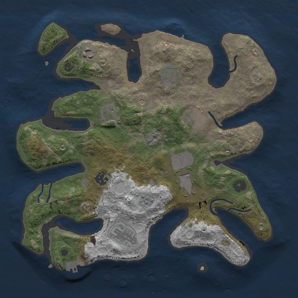 Rust Map: Procedural Map, Size: 3500, Seed: 185182992, 16 Monuments