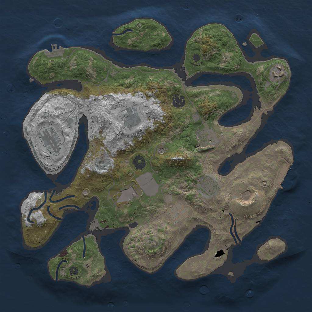 Rust Map: Procedural Map, Size: 3500, Seed: 1325441994, 17 Monuments