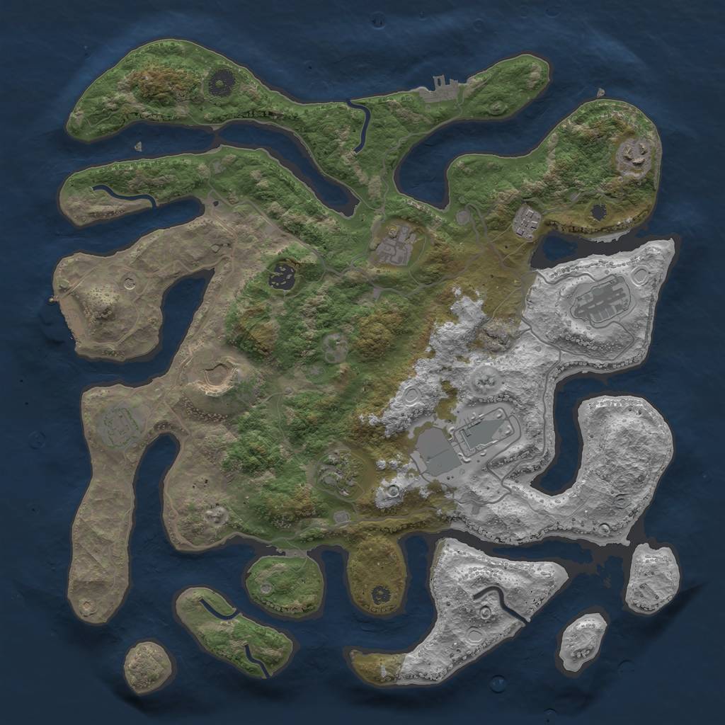 Rust Map: Procedural Map, Size: 4000, Seed: 622503122, 17 Monuments