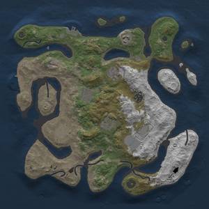 Thumbnail Rust Map: Procedural Map, Size: 3500, Seed: 100418722, 15 Monuments