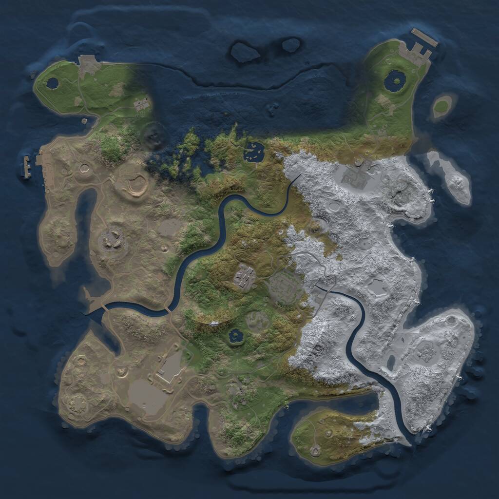 Rust Map: Procedural Map, Size: 3500, Seed: 100418722, 14 Monuments