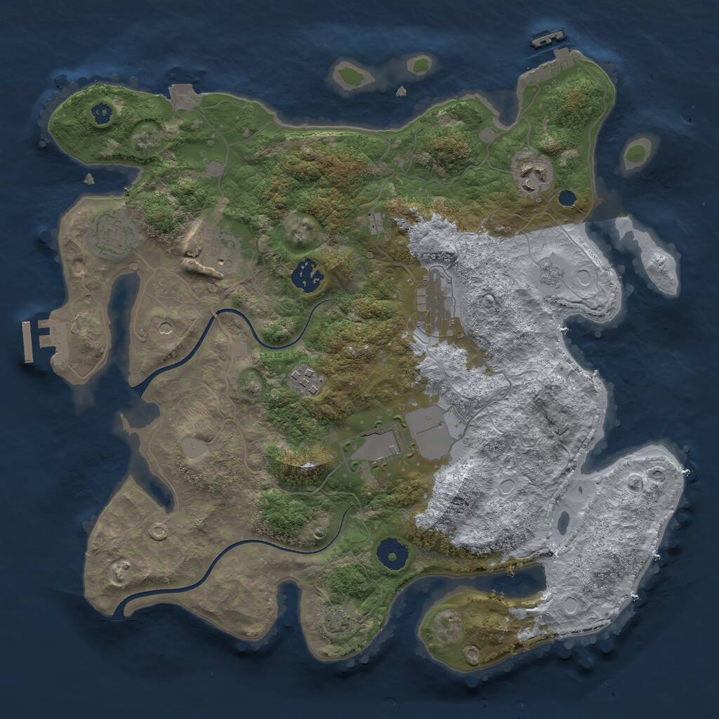 Rust Map: Procedural Map, Size: 3500, Seed: 100418722, 13 Monuments