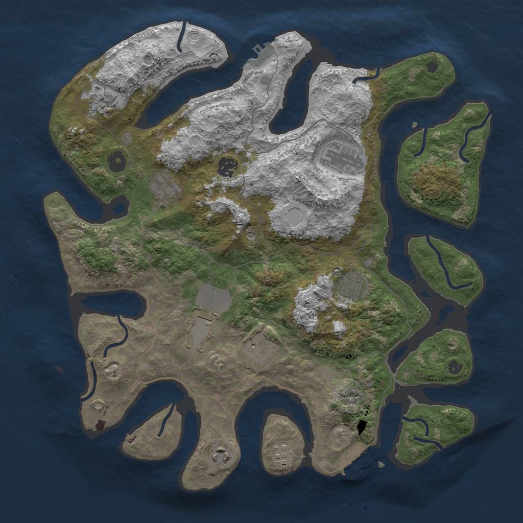 Rust Map: Procedural Map, Size: 4000, Seed: 1061361858, 17 Monuments