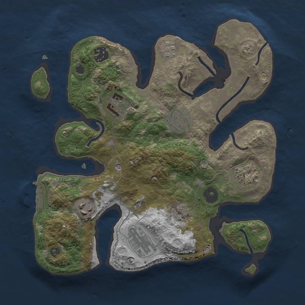 Rust Map: Procedural Map, Size: 3000, Seed: 555645011, 14 Monuments