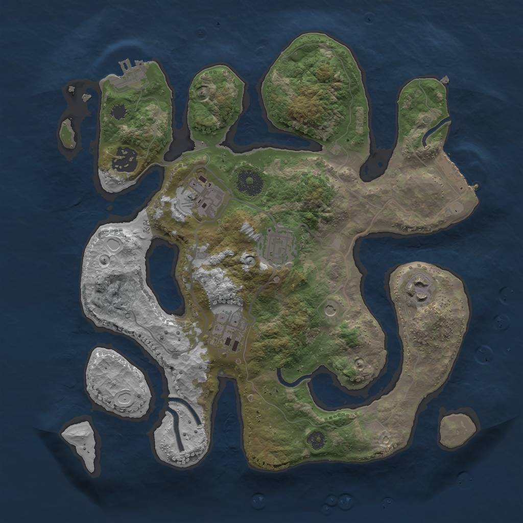 Rust Map: Procedural Map, Size: 3000, Seed: 291883221, 13 Monuments