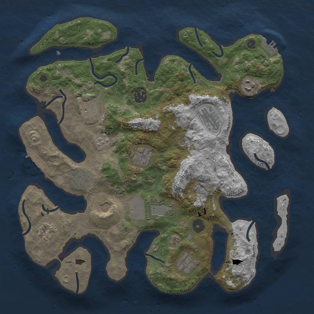 Rust Map: Procedural Map, Size: 3700, Seed: 380239268, 19 Monuments