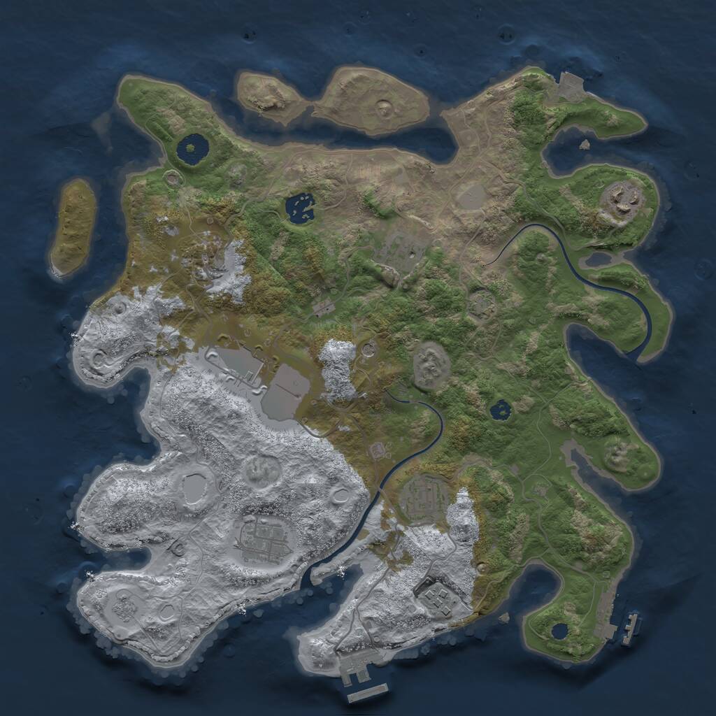 Rust Map: Procedural Map, Size: 3500, Seed: 9182021, 14 Monuments