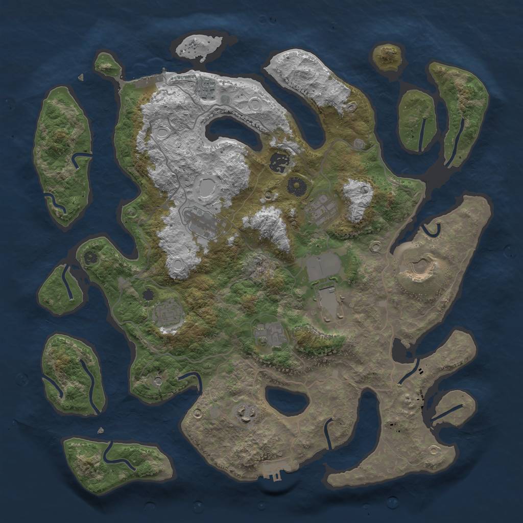 Rust Map: Procedural Map, Size: 4000, Seed: 1729965232, 17 Monuments