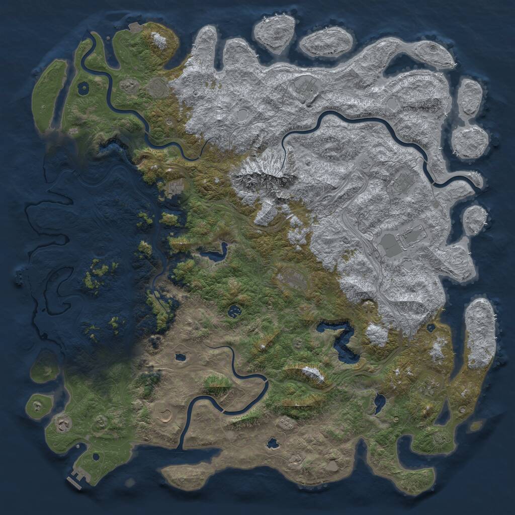 Rust Map: Procedural Map, Size: 6000, Seed: 233645515, 17 Monuments