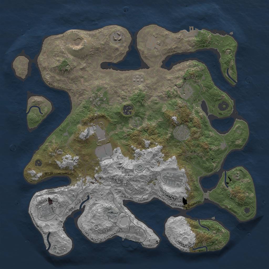 Rust Map: Procedural Map, Size: 4000, Seed: 48395, 19 Monuments