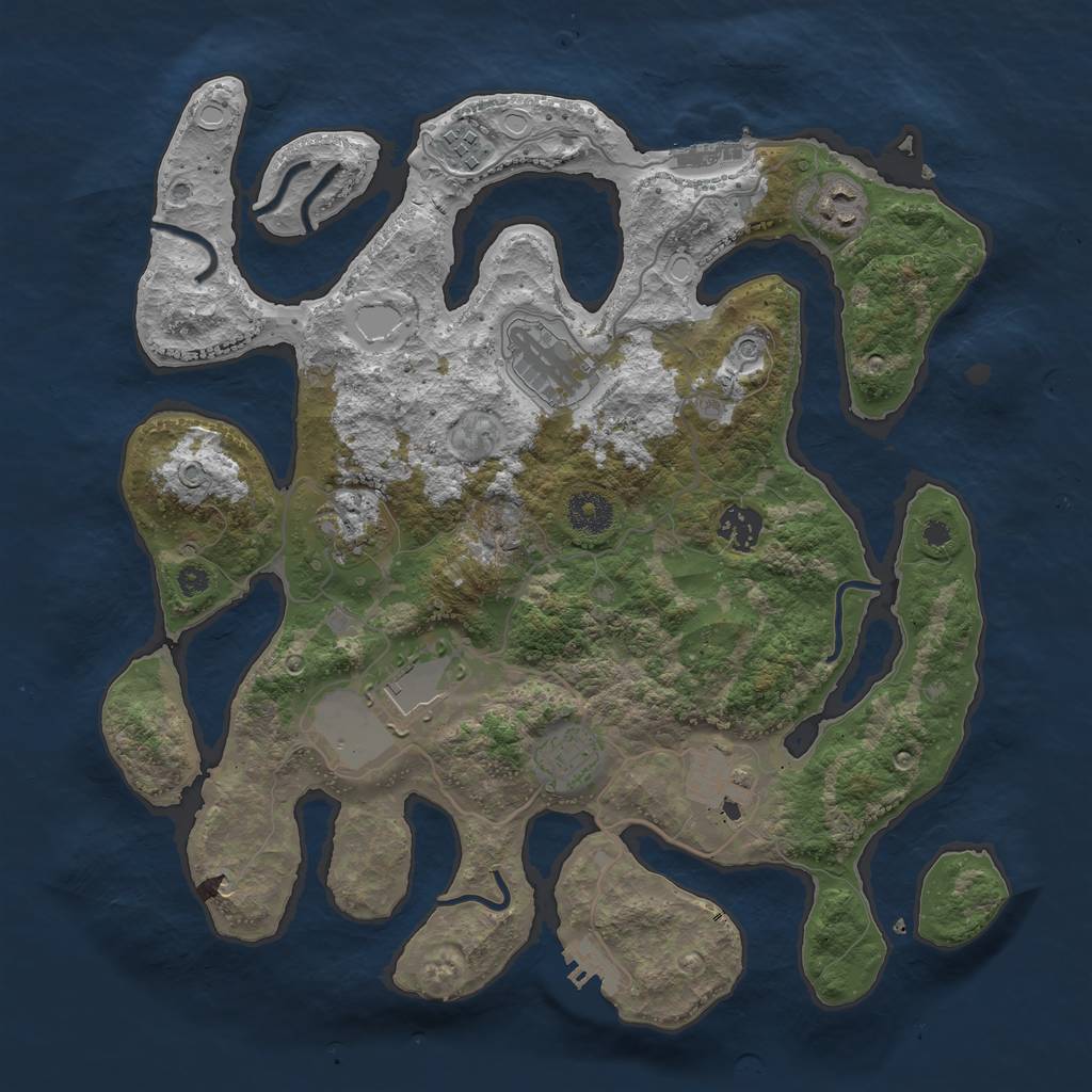 Rust Map: Procedural Map, Size: 3650, Seed: 11809, 16 Monuments