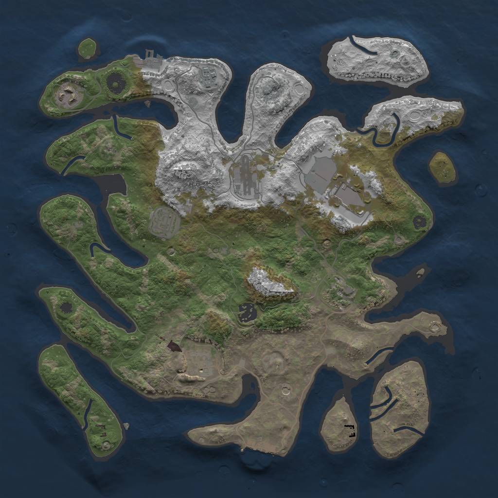 Rust Map: Procedural Map, Size: 3750, Seed: 544524641, 16 Monuments