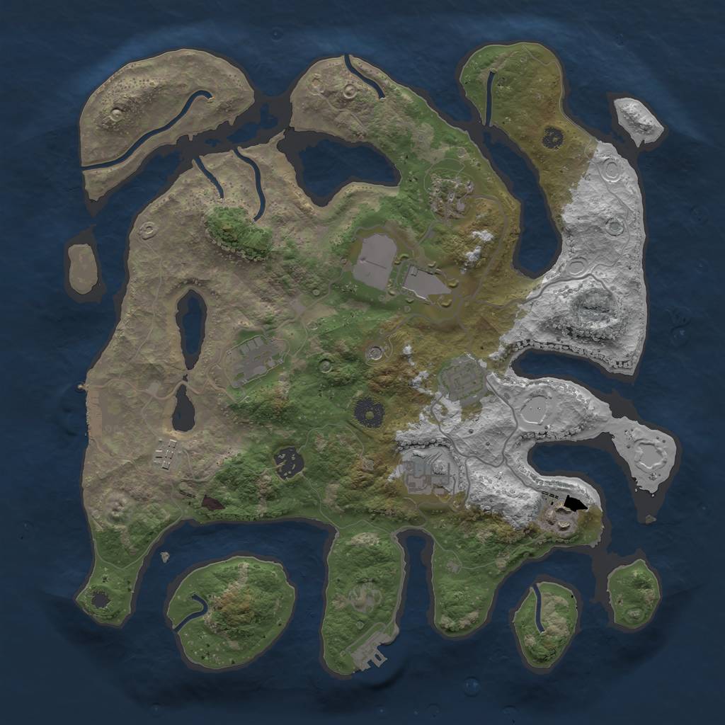 Rust Map: Procedural Map, Size: 3600, Seed: 580, 16 Monuments