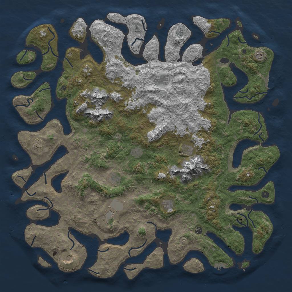Rust Map: Procedural Map, Size: 6000, Seed: 1247221243, 19 Monuments