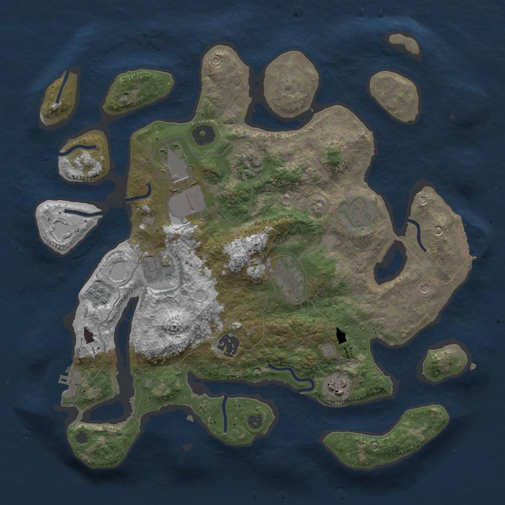 Rust Map: Procedural Map, Size: 3600, Seed: 41809, 16 Monuments
