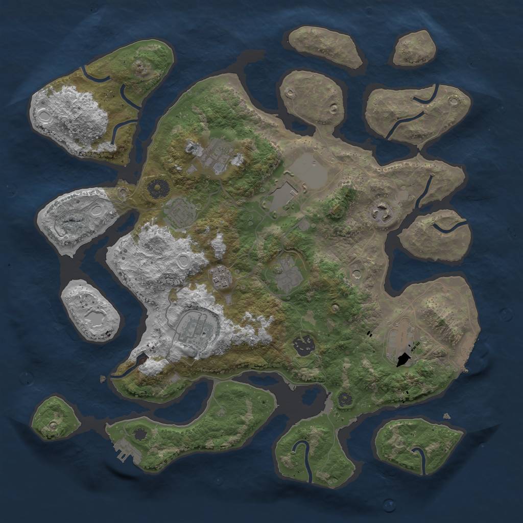 Rust Map: Procedural Map, Size: 3750, Seed: 186454709, 17 Monuments