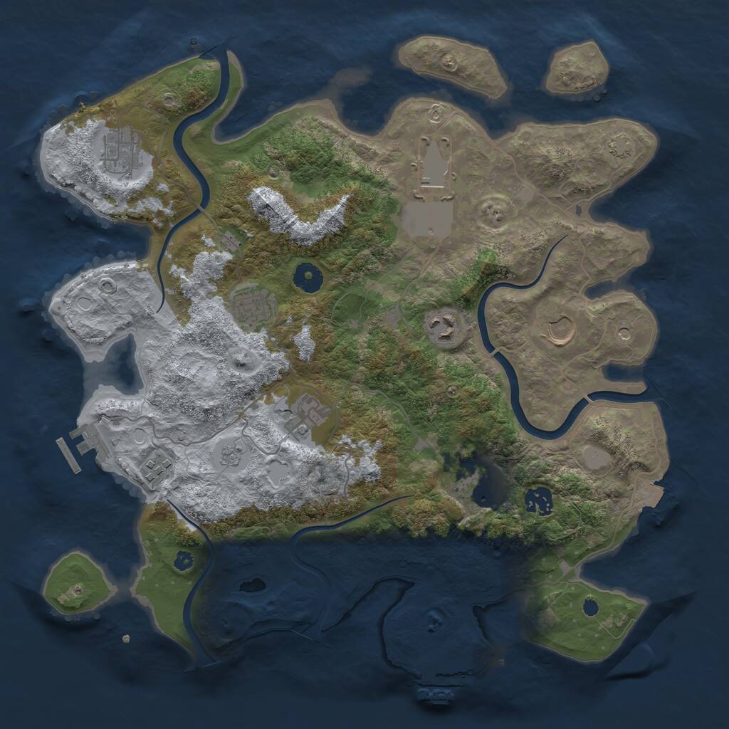 Rust Map: Procedural Map, Size: 3750, Seed: 186454709, 15 Monuments