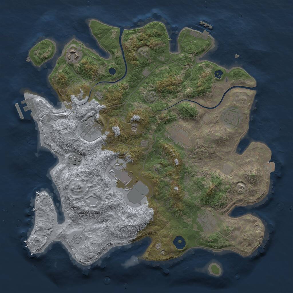 Rust Map: Procedural Map, Size: 3500, Seed: 697365489, 13 Monuments
