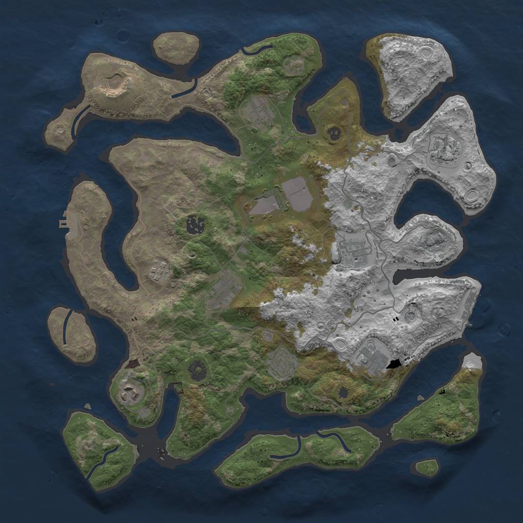 Rust Map: Procedural Map, Size: 4000, Seed: 399754437, 19 Monuments