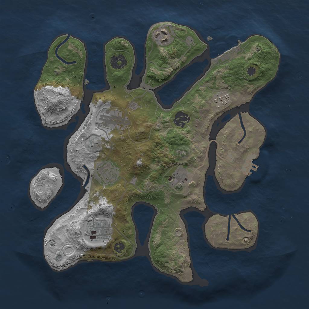 Rust Map: Procedural Map, Size: 3000, Seed: 1927970691, 14 Monuments
