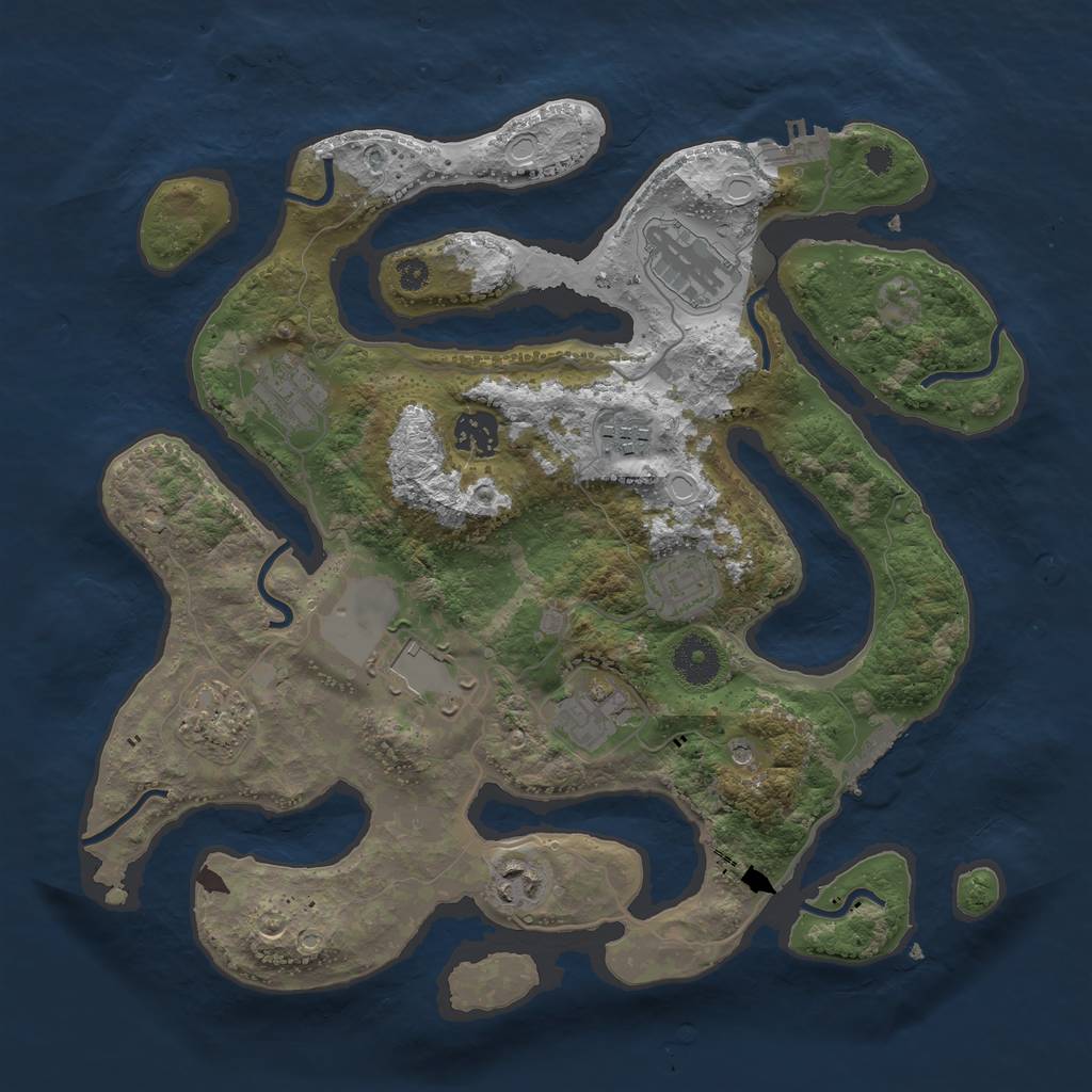 Rust Map: Procedural Map, Size: 3500, Seed: 1174, 17 Monuments