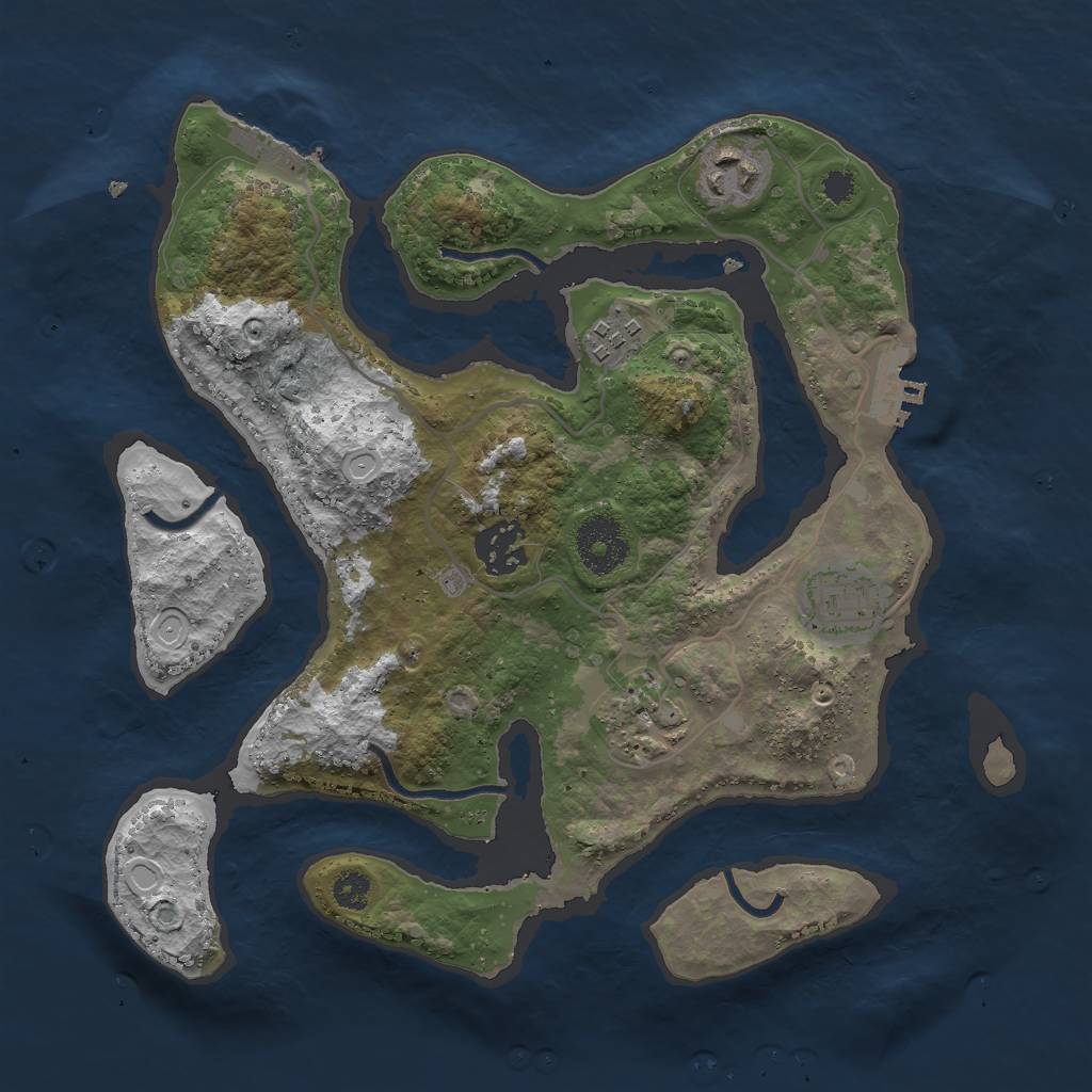 Rust Map: Procedural Map, Size: 3000, Seed: 909568803, 12 Monuments