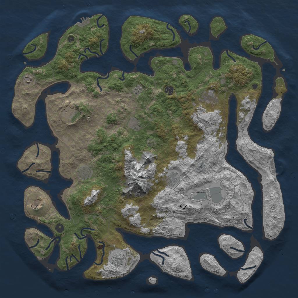 Rust Map: Procedural Map, Size: 5000, Seed: 214793856, 19 Monuments