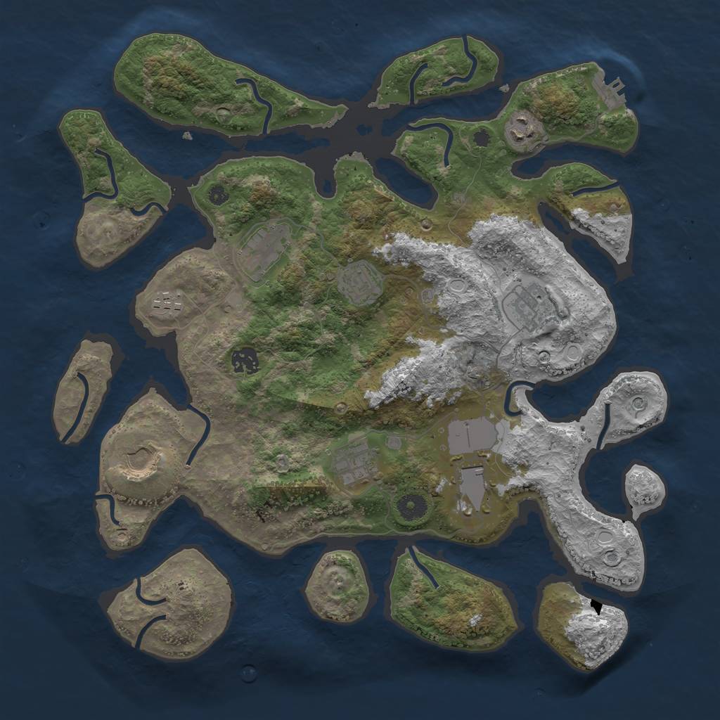 Rust Map: Procedural Map, Size: 3850, Seed: 1704844390, 16 Monuments