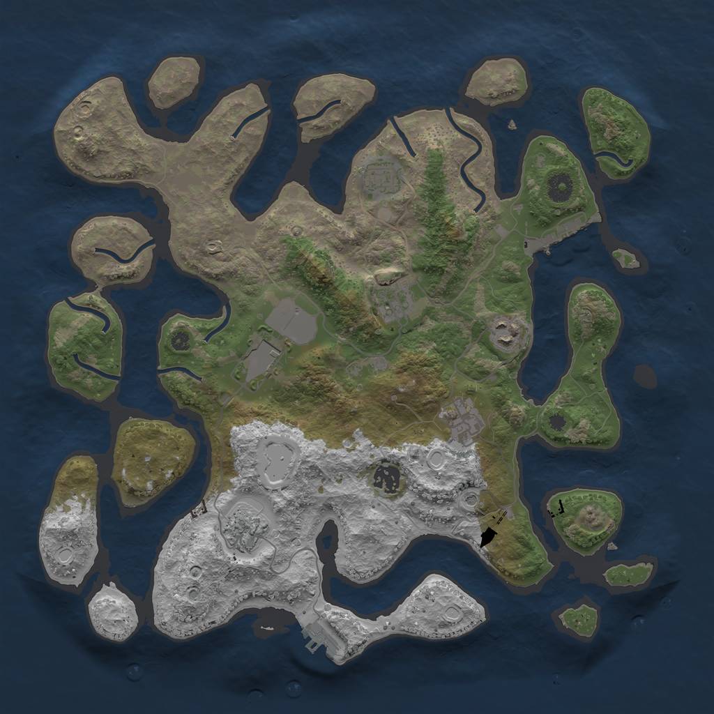 Rust Map: Procedural Map, Size: 3850, Seed: 515616902, 15 Monuments