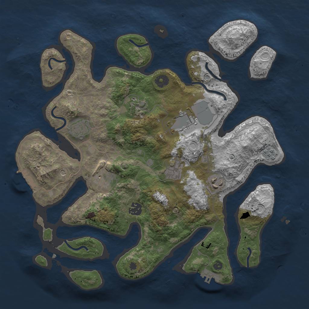 Rust Map: Procedural Map, Size: 3500, Seed: 26333, 16 Monuments