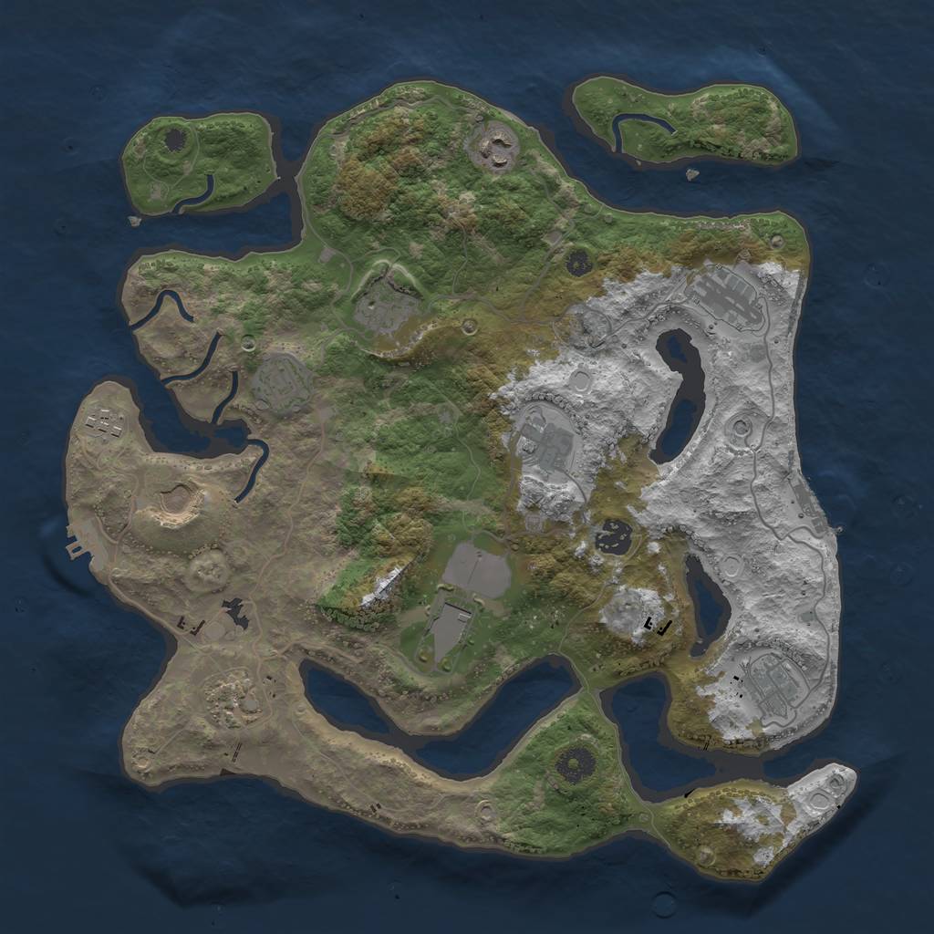Rust Map: Procedural Map, Size: 3800, Seed: 2028233, 19 Monuments