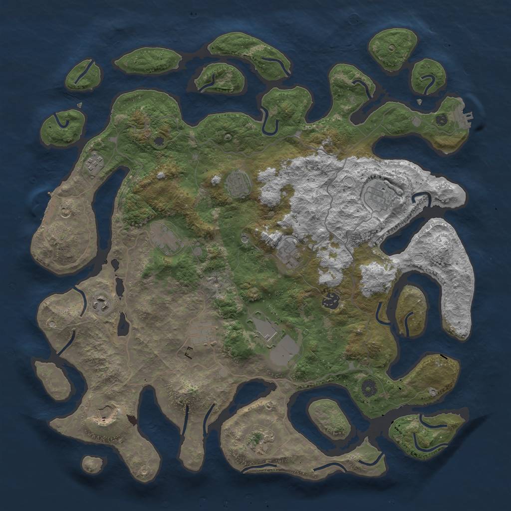 Rust Map: Procedural Map, Size: 4500, Seed: 1103622906, 19 Monuments