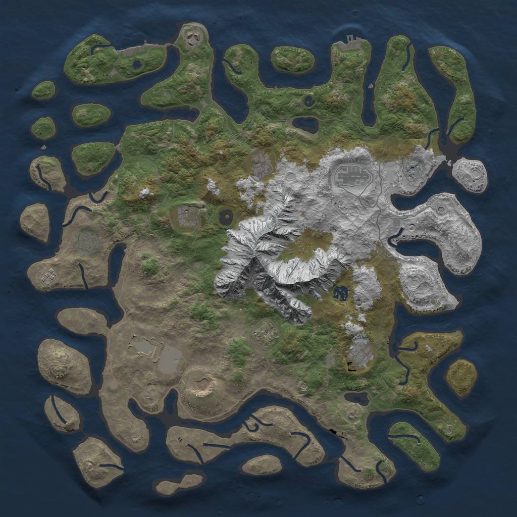 Rust Map: Procedural Map, Size: 5000, Seed: 258276027, 19 Monuments